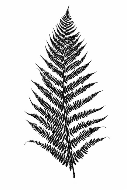 Black fern leaf on white