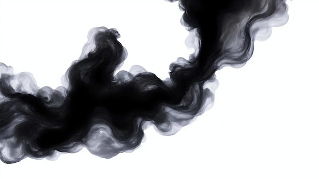 Black fire flame smoke cloud texture isolated on white background