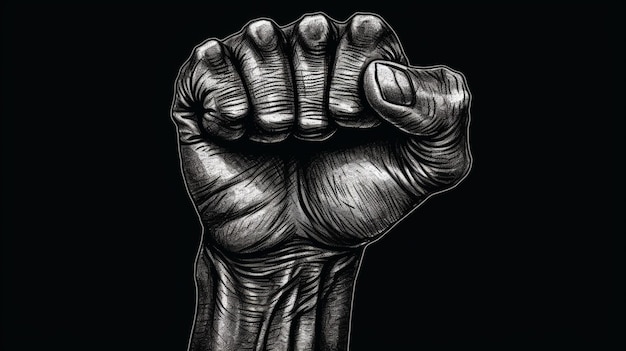 A black fist with the title'the word peace'on it.