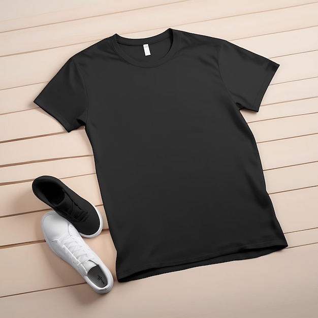 Photo black fitted tshirt mockup