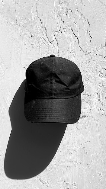 Photo black fivepanel hat on white background