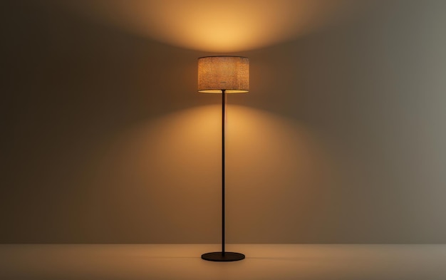 Black Floor Lamp With Brown Fabric Shade