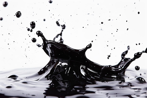 Photo black fluid splash isolated on white background