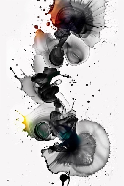 Black fluid splash isolated on white background