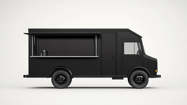 Photo black food truck on white background for mockup