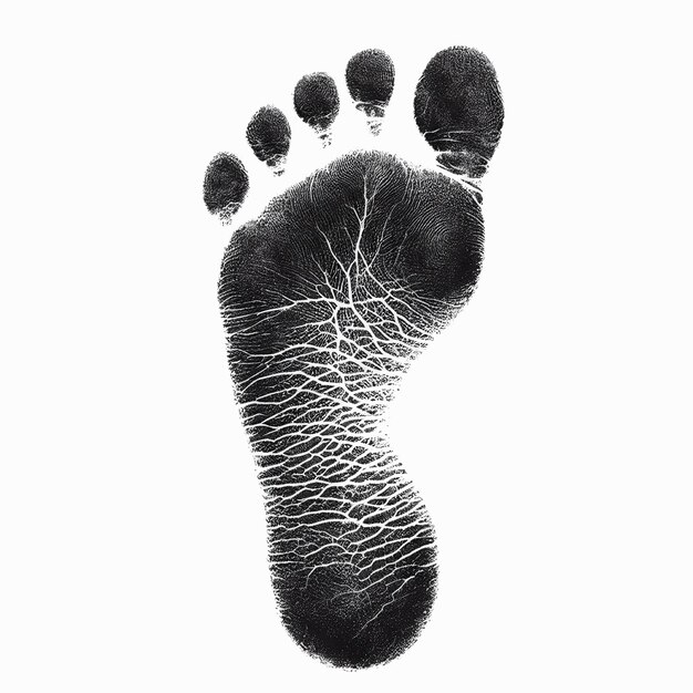 Photo black footprint of a foot on a white background