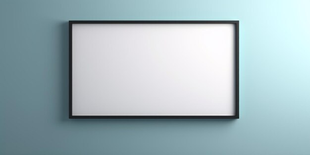 A black frame on a wall with a shadow in the style of minimalistic modern 8k 3d white minimalist imagery lightfilled poster cyan ar 21 Job ID aa6de34235a44fe4a9018b34ca19da7f