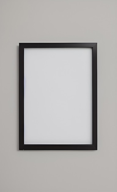 A black frame with a white border is hanging on a wall.