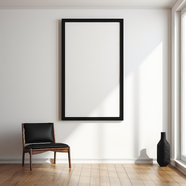 Black Frame on Wooden Floor Mark Gertler Style with Minimalist Spare Simplicity