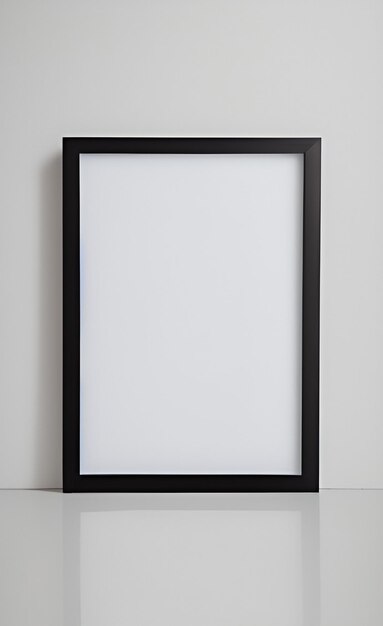 A black framed picture with a white background and the bottom of the frame is a blank picture.