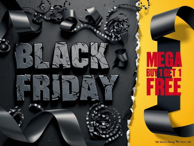 Photo black friday 3d realistic render for promotion campaigns and offer super sale and mega offer