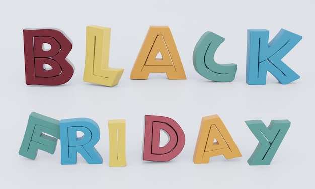 Black Friday 3D text banner or poster design isolate on background Big Discount Sale Concept