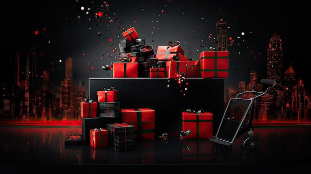 Black Friday Background black and red gift