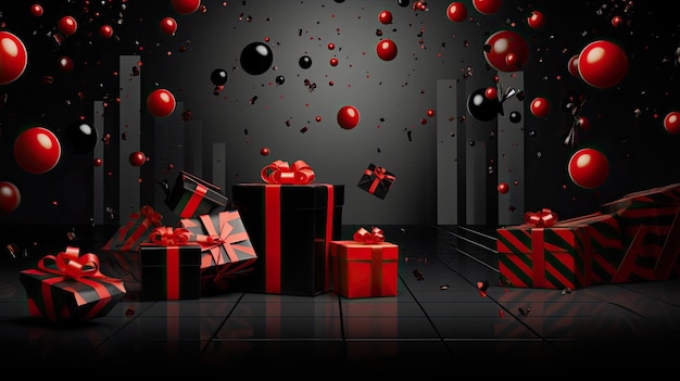 Black Friday Background black and red gift