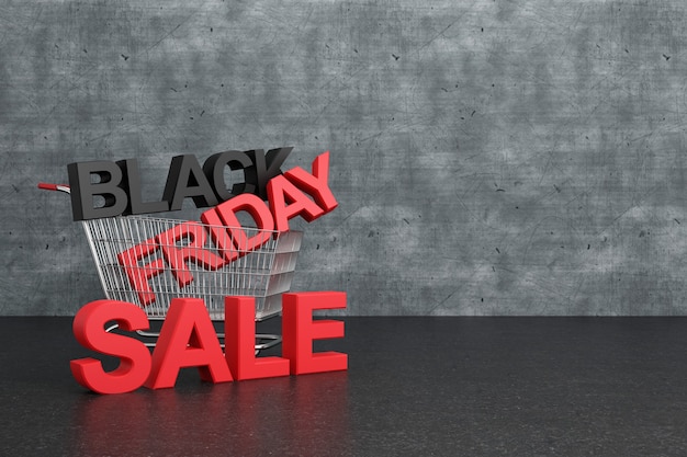 Black Friday banner design. 3D rendering.