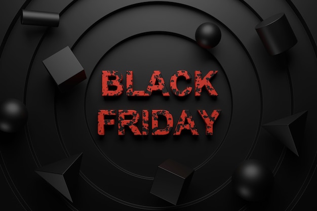 Black Friday banner design. 3D rendering.