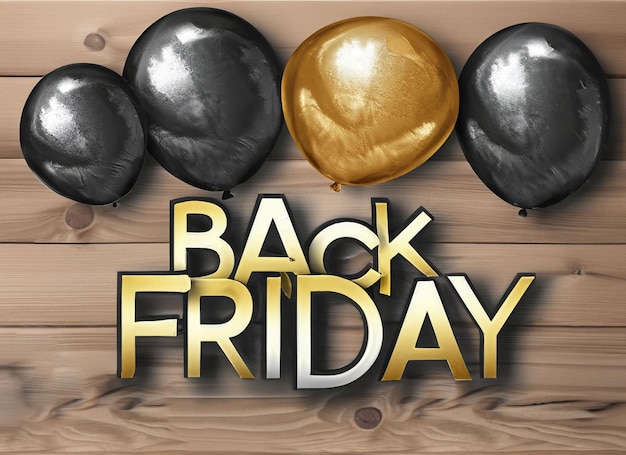 Black friday beautiful texture with golden and yellow ballons