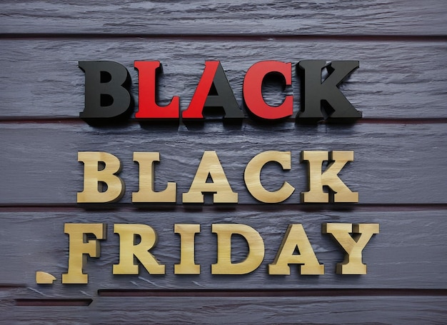 Black friday beautiful texture on wooden background