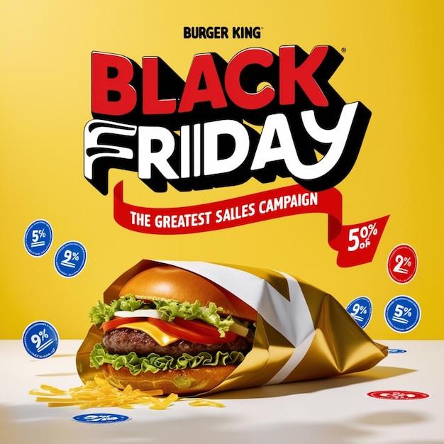 Photo black friday the greatest sales campaign for burger king discount poster template