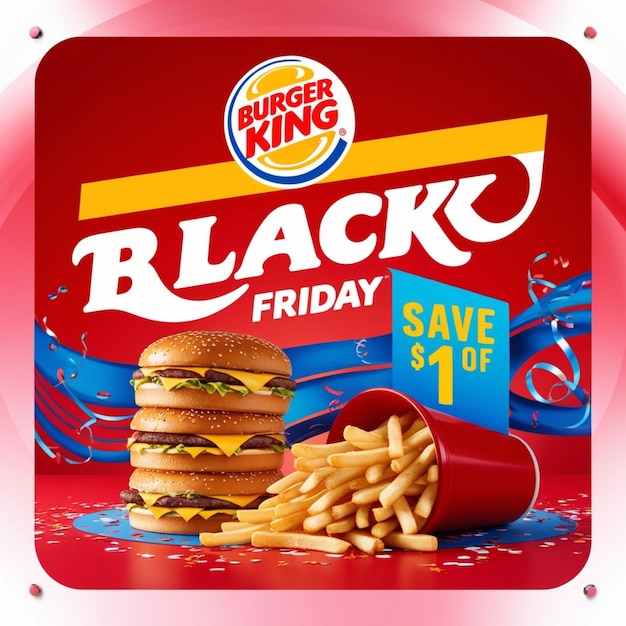 Photo black friday the greatest sales campaign for burger king discount poster template