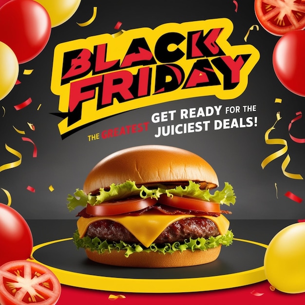 Photo black friday the greatest sales campaign for burger king discount poster template