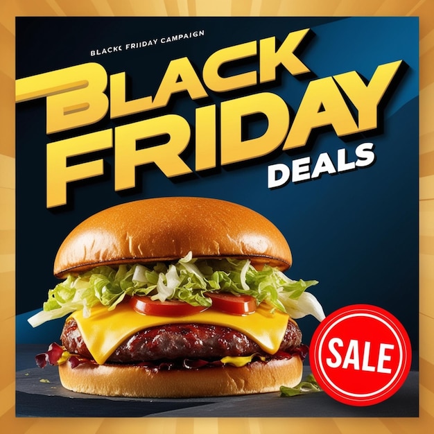 Photo black friday the greatest sales campaign for burger king discount poster template