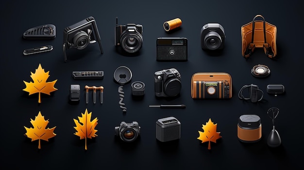 Black friday icons on black background AI generated image