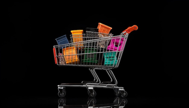 black friday multiple shopping cart and black background