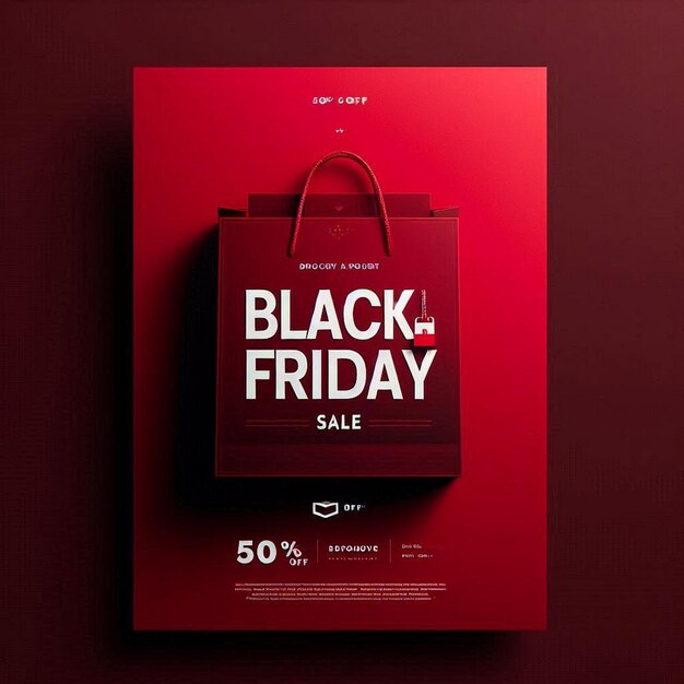 Photo black friday red shopping bag and black friday sale background