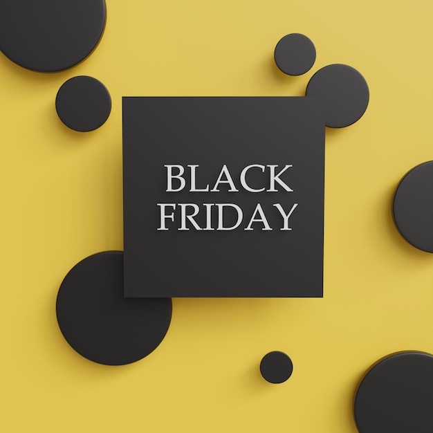 Black Friday Sale banner or poster with modern 3D geometry design template, shopping symbol.