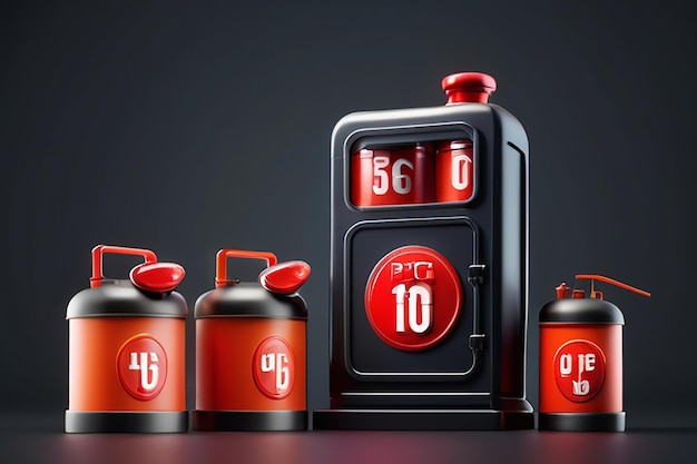 Photo black friday sale banner with 3d illustration of lpg station with canisters and percent sign