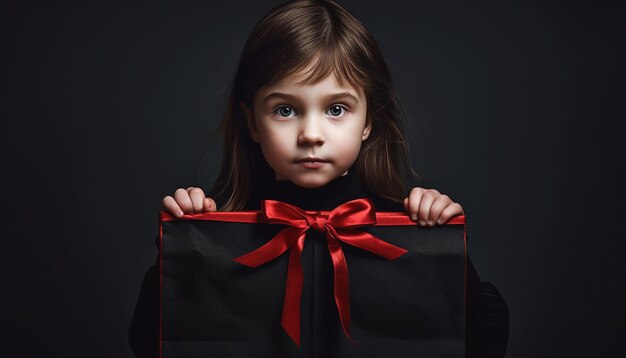 Black friday sale discount little girl holding shopping bag