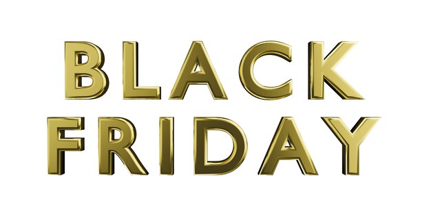 Photo black friday sale golden lettering on white background isolate