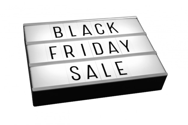 Black friday sale lightbox isolated on white