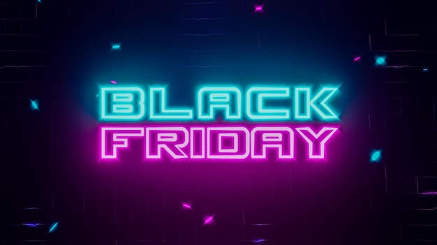 Black Friday Sale Neon lights text on dark wall