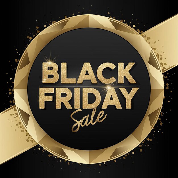 a black friday sale sign with gold and gold stripes