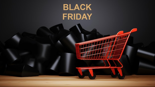 Black Friday sales concept photo on dark background Generative AI