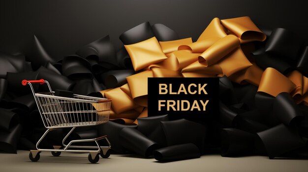 Black Friday sales concept photo on dark background Generative AI