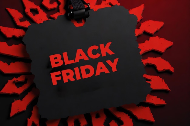 Black Friday Sales Poster With 3D Render Bagde Design