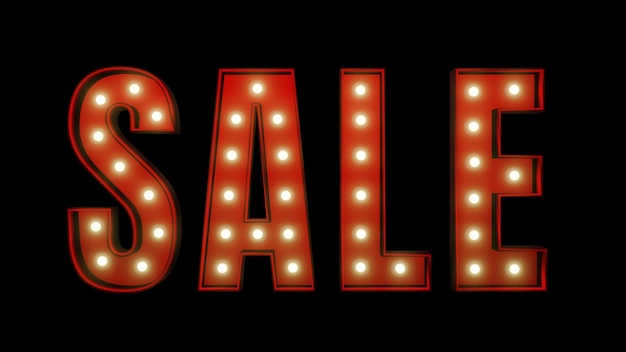 Black Friday Super Sale. Light bulb in red text lettering on black background. Shopping concept. 3D illustration rendering. This image has clipping path for easy to use.