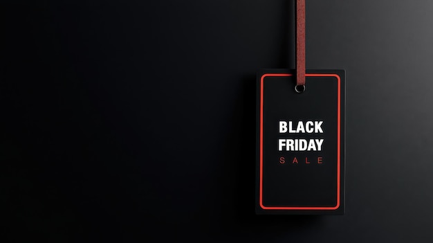 Black Friday Tag with Red Border on Black Surface