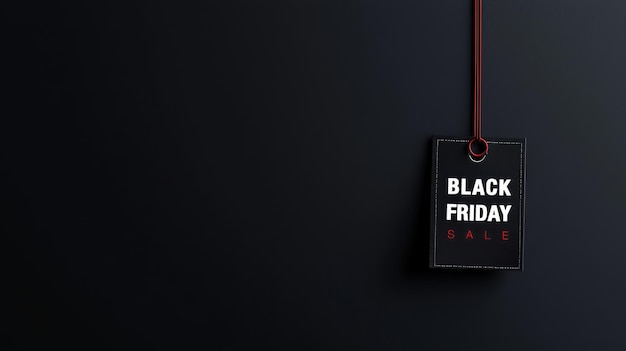 Black Friday Tag with String on Black Surface