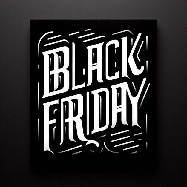 Photo black friday typography banner black friday modern linear typography text illustration isolated on black background design template for black friday sale banner