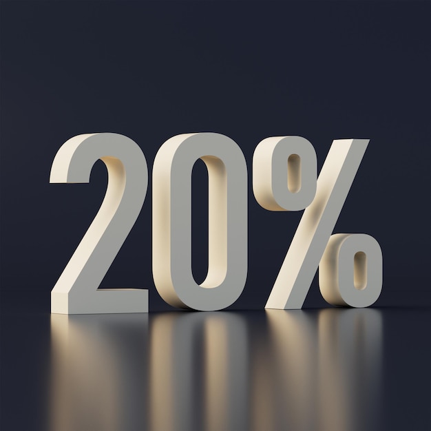 Black Friday White percent on dark blue isolated background 3d rendering Twenty percent 20