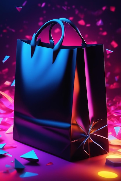 black friday wirh shpping bag and gift box Online Shopping Concept in black friday