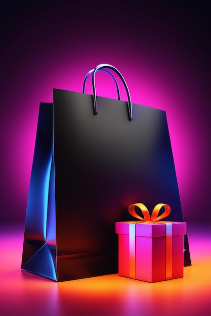 black friday wirh shpping bag and gift box Online Shopping Concept in black friday