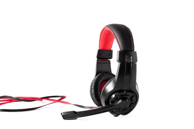 black full-size headphones on a white background.