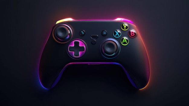 Photo black gamepad with rainbow lights