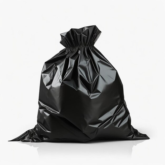 black garbage bag isolated on transparent or white background