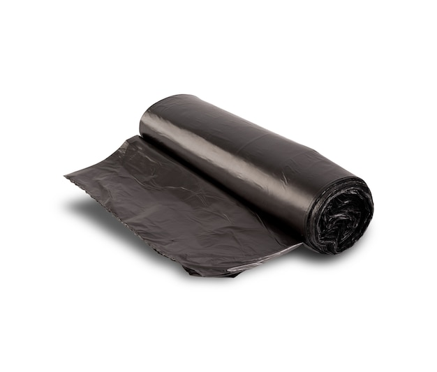 Black garbage bags isolated